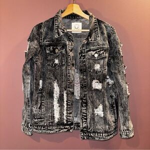 Fantastic Fawn Charcoal Distressed Denim Jacket